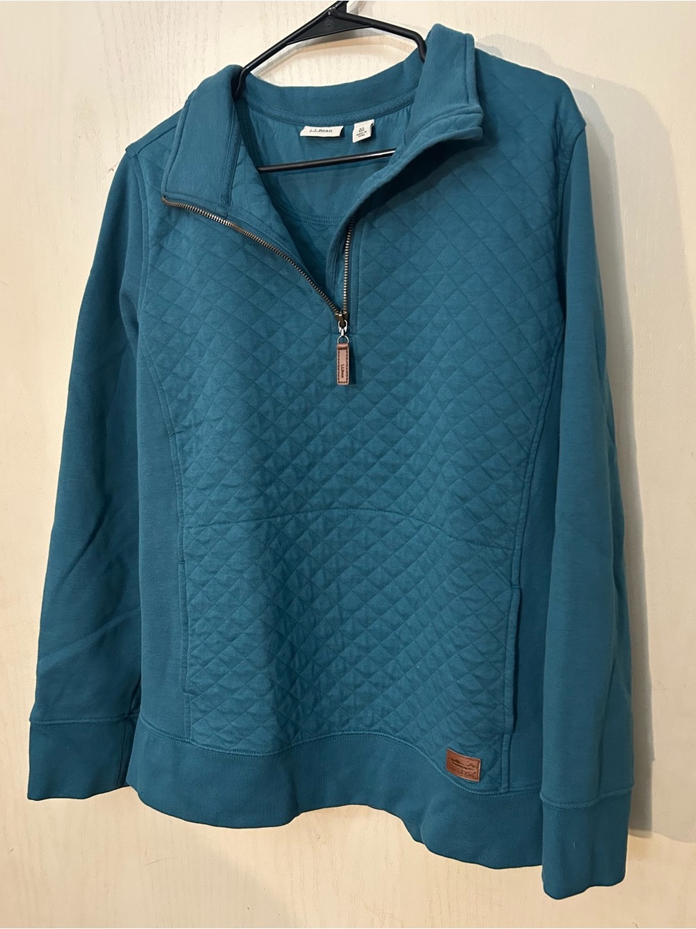 L.L.Bean Women’s XL Teal Quilted Quarter Zip Pullover Sweatshirt